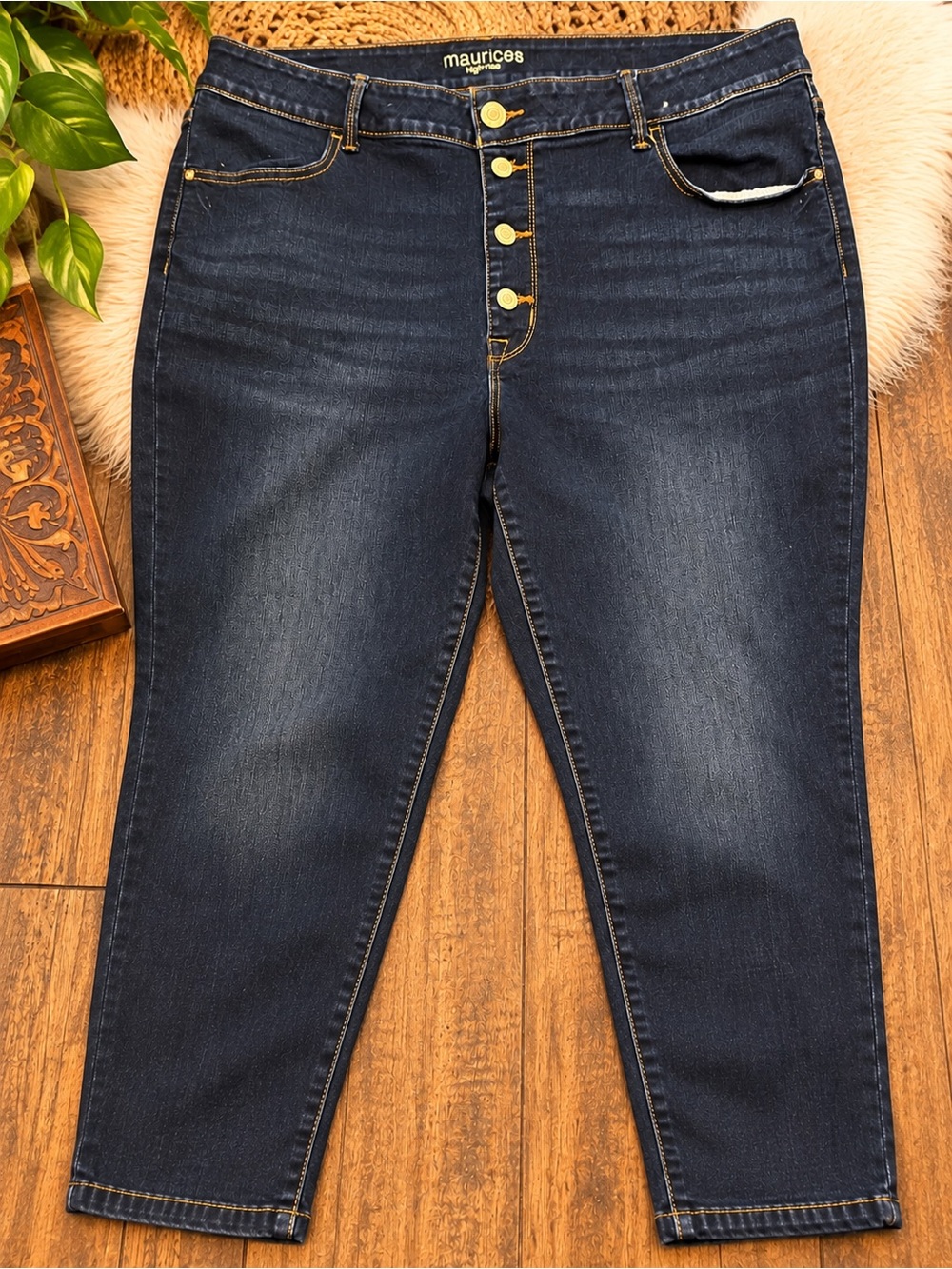 Maurices Women's Dark Indigo High-Rise Skinny Jeans with Button Fly 22